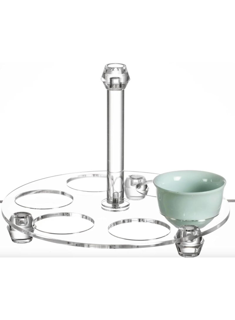 Orchid Acrylic Cawa Cup Holder, Clear Arabic Coffee Cup Stand for Gahwa Serving, Cawa Cup Organizer, Tea Cups Stand, Traditional Cup Holder, Majlis & Home Coffee Accessories (6 Cups) - Image 1